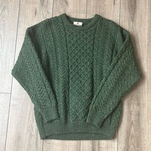 Authentic 100% Irish Wool Crewneck Cable Knit Sweater